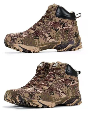 Waterproof Camouflage Military Leather Boots Anti Collision Toe Pure Wool Lining